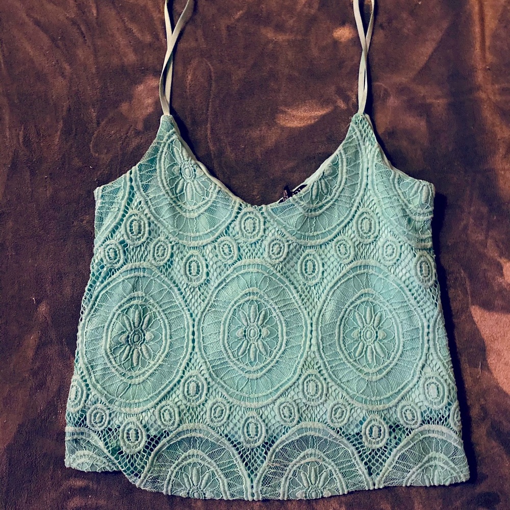 Teal Lacy Crop Top